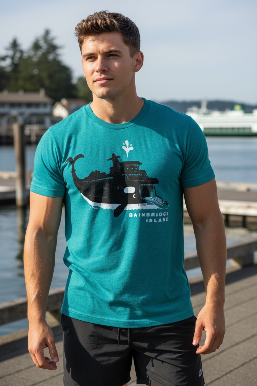 Bainbridge Island Orca Ferry Short Sleeve Shirt (Adult)